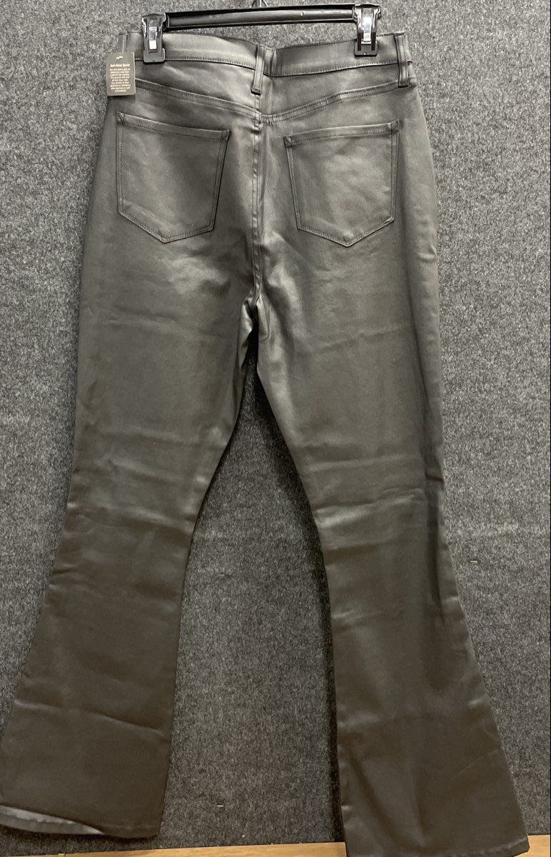 a.n.a Women's Black Coated High-Rise Flare Jeans Faux Leather Look Sz 8 NWT