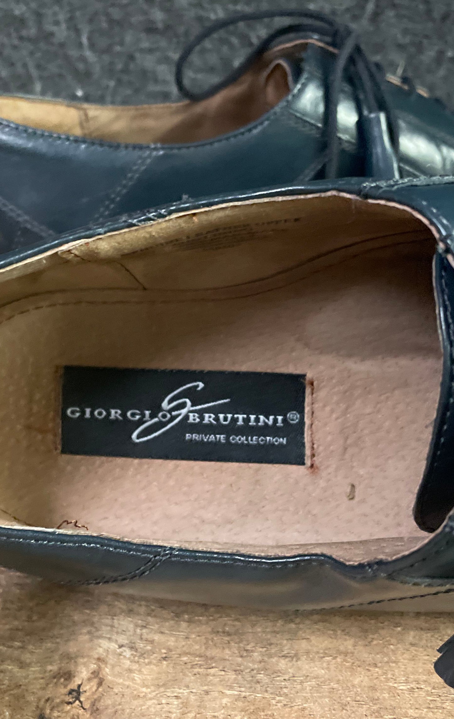 Giorgio Brutini Private Collection Navy Blue Leather Dress Shoes Men's Size 12M