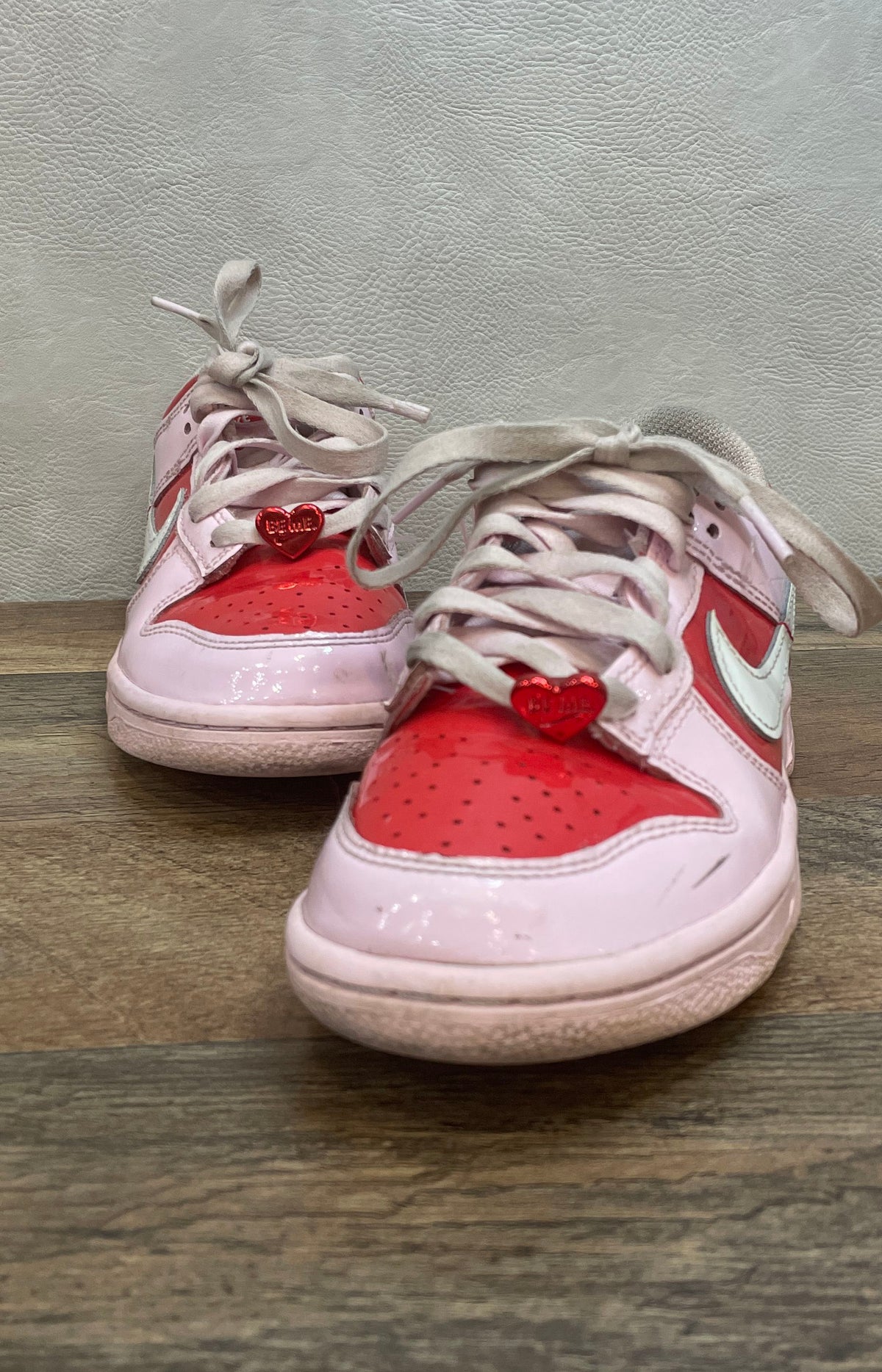 Vintage 2004 Nike Dunk Low Be Mine Pink Red Patent Size 4Y