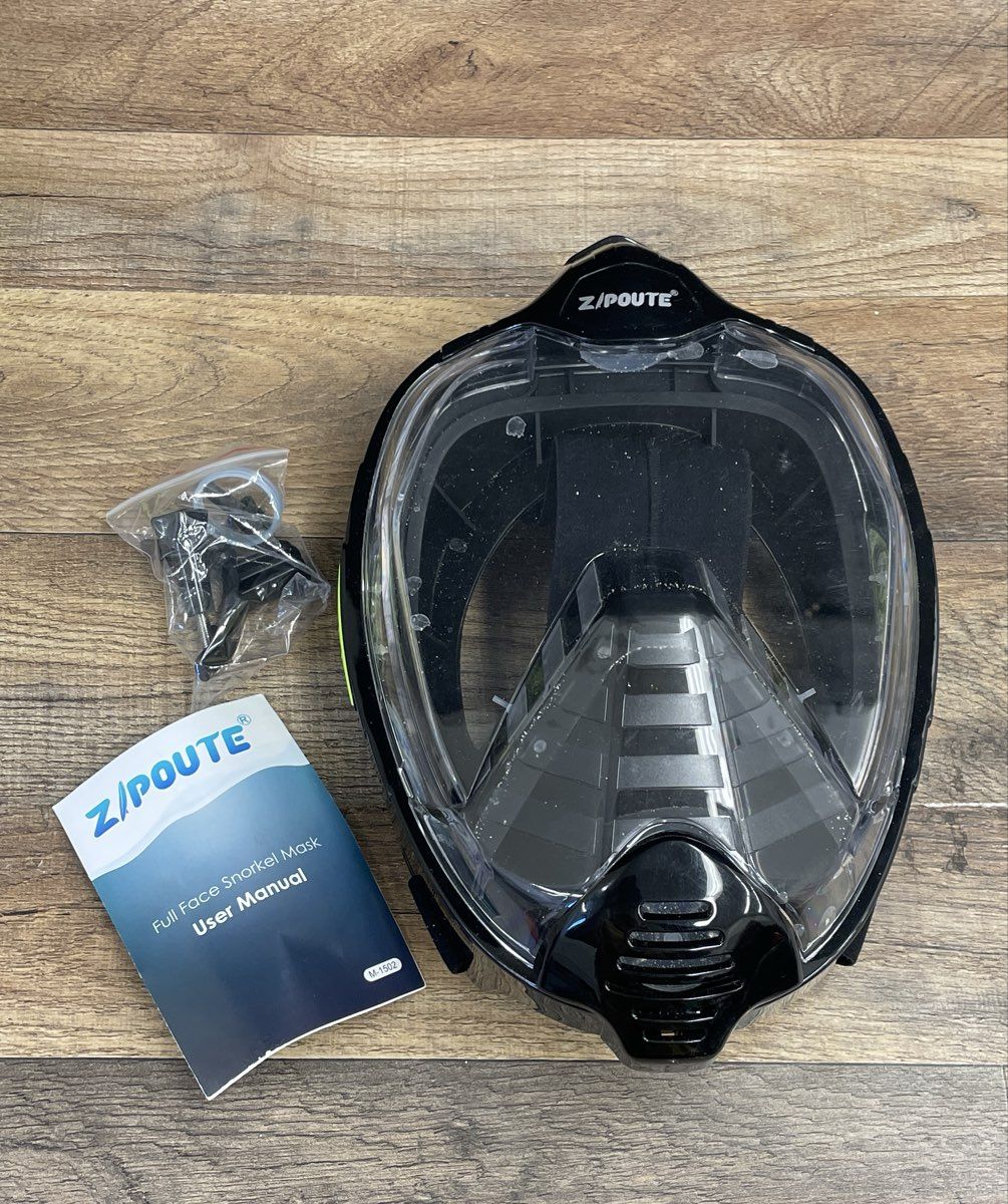 Z Poute Full Face Snorkel Mask 180° View Anti-Fog w/ Mesh Bag & Manual