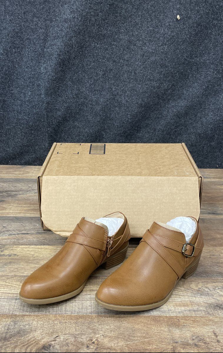LifeStride Adley Women's Tan Faux Leather Ankle Booties Size 8