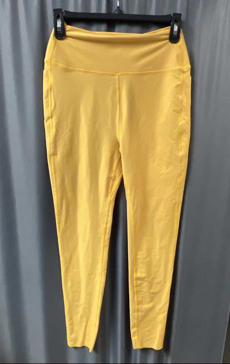 Peloton Women's High-Rise Athletic Leggings Yellow with Side Pockets Sz M