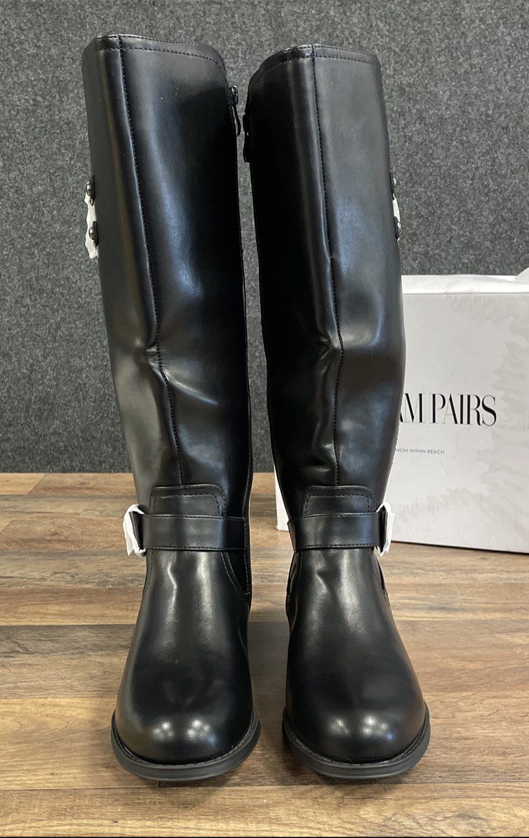 Dream Pairs Women's Black Knee High Riding Boots Buckle Detail Size 9 DS