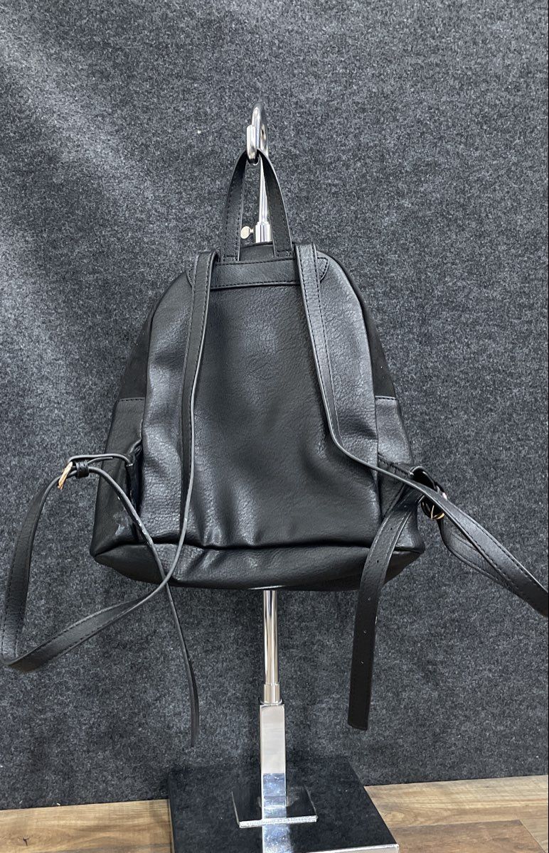 Lauren Conrad Black Leather Mini Backpack Heart Charm Gold Tone Hardware
