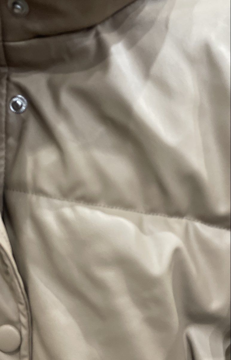 Prologue Women's Brown Faux Leather Puffer Jacket Quilted Full Zip Sz L