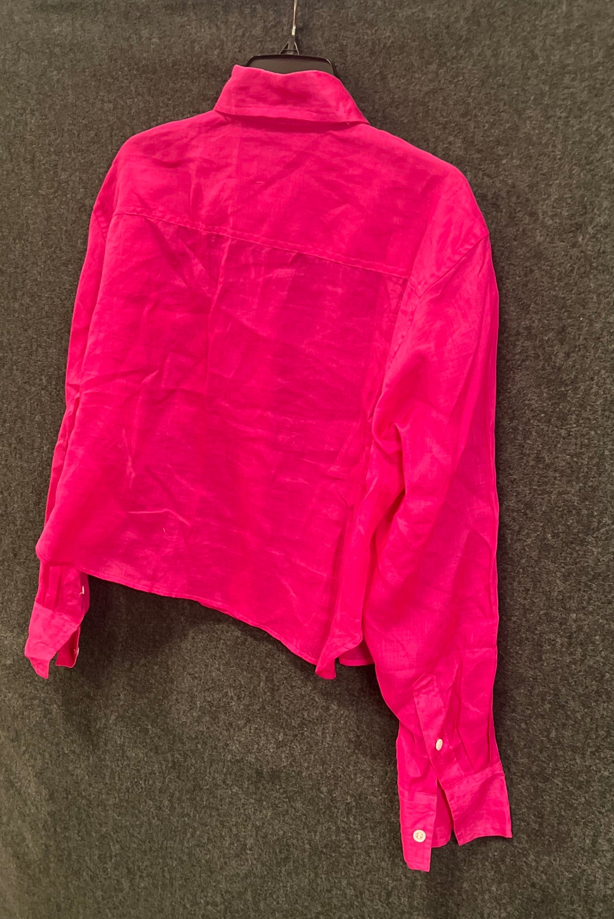 Banana Republic Women's Pink Ramie Long Sleeve Cropped Button Down Sz S NWT