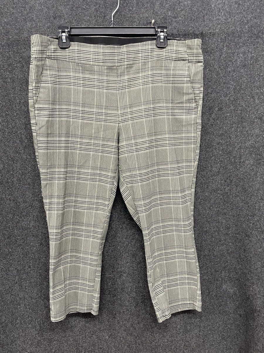 Simply Vera Vera Wang Women's Gray Glen Plaid Pull-On Cropped Pants Sz XXL