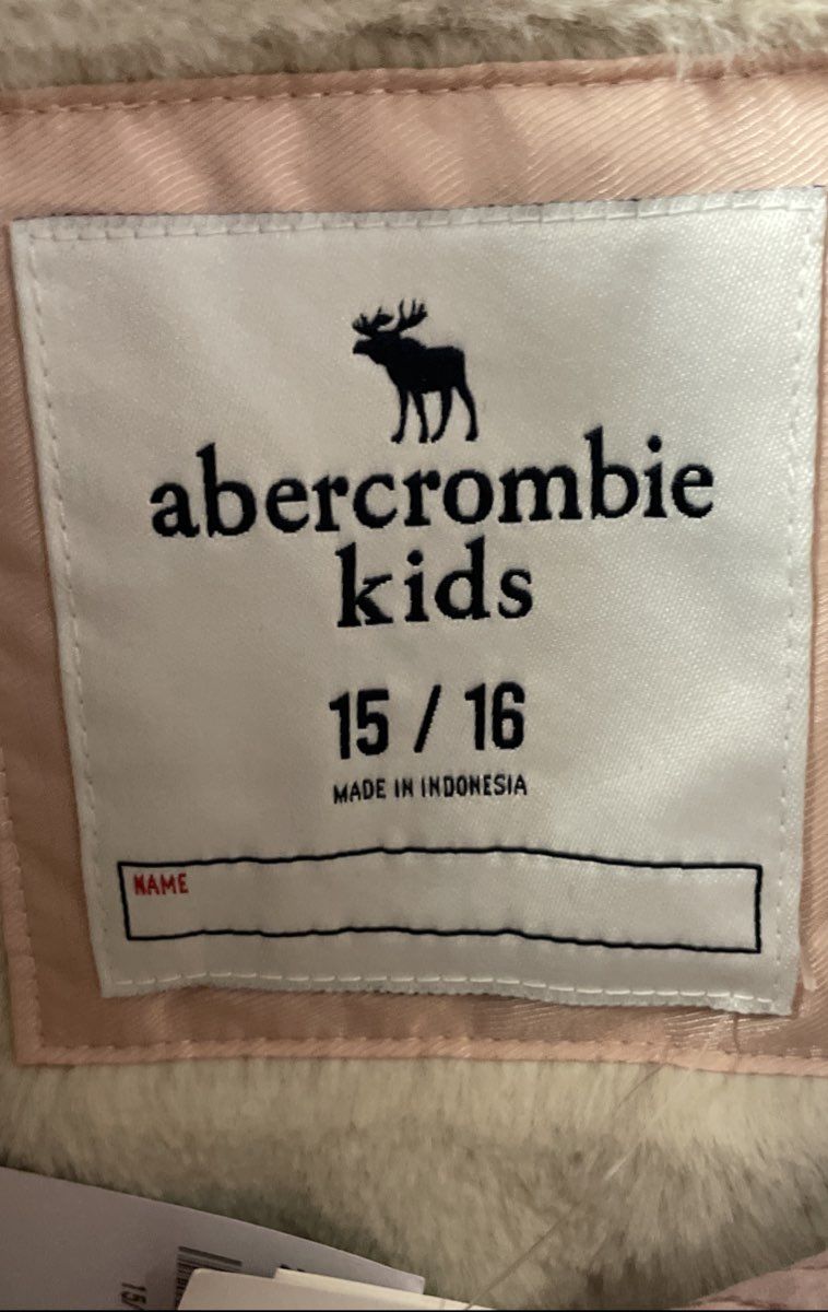 Abercrombie Kids Girls Pink Parka Faux Fur Hooded Sherpa Lined NWT Sz 15/16