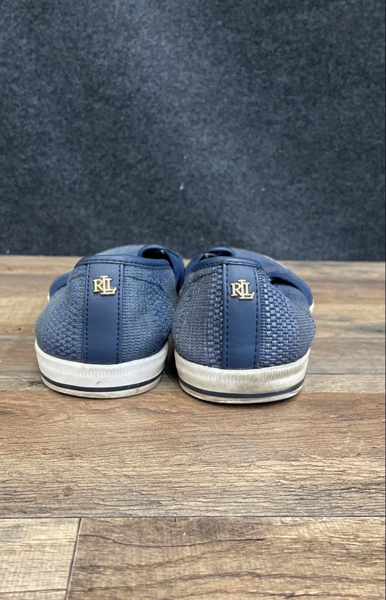 Lauren Ralph Lauren Jinnie Blue Woven Slip-On Sneakers Size 10