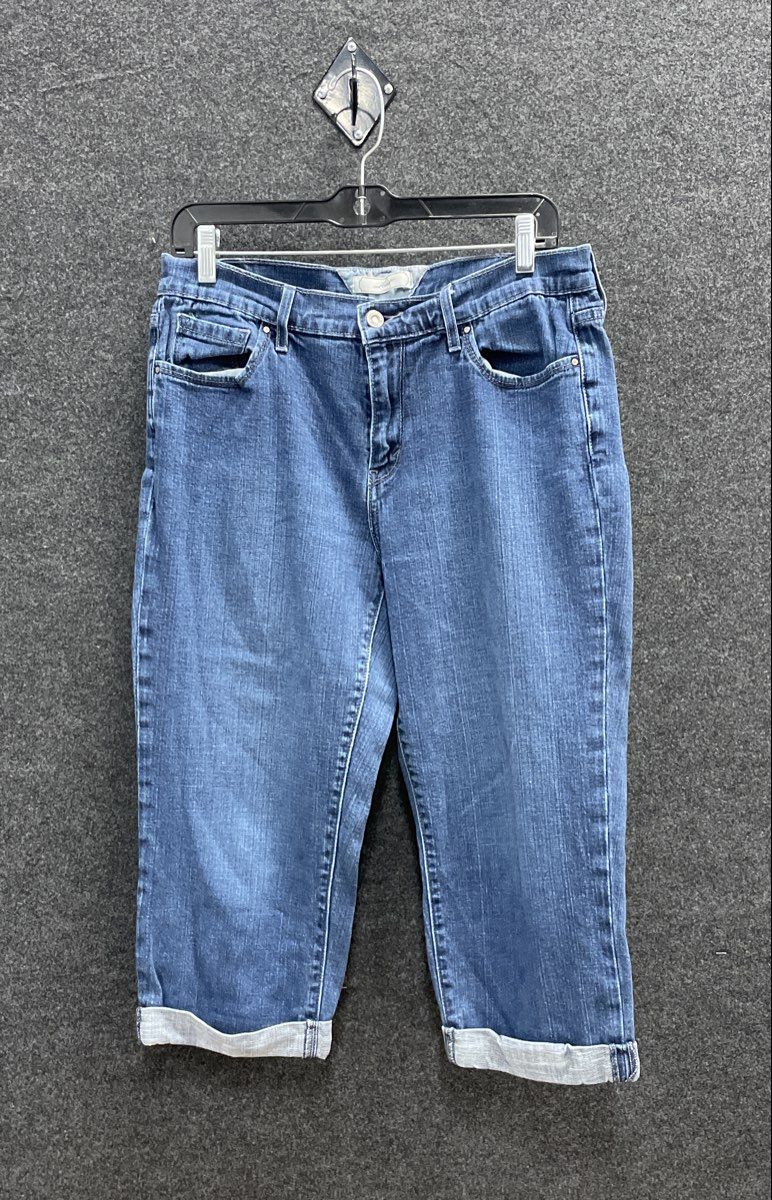 Levi's Women's Blue Flap Pocket Cuffed Capri Cropped Stretch Jeans Size 12