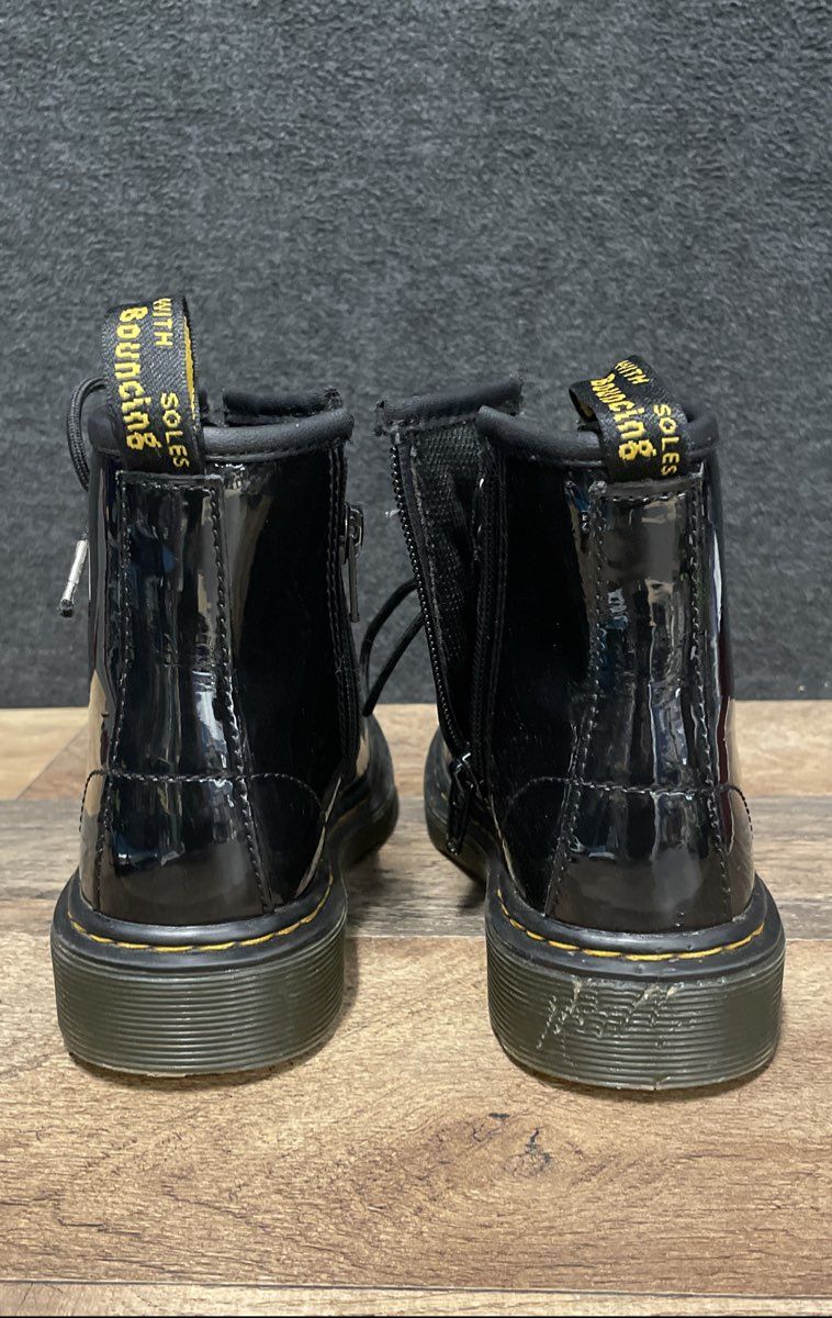 Dr. Martens 1460 J Black Patent Leather Lace-Up Zipper Boots Youth Size US 12