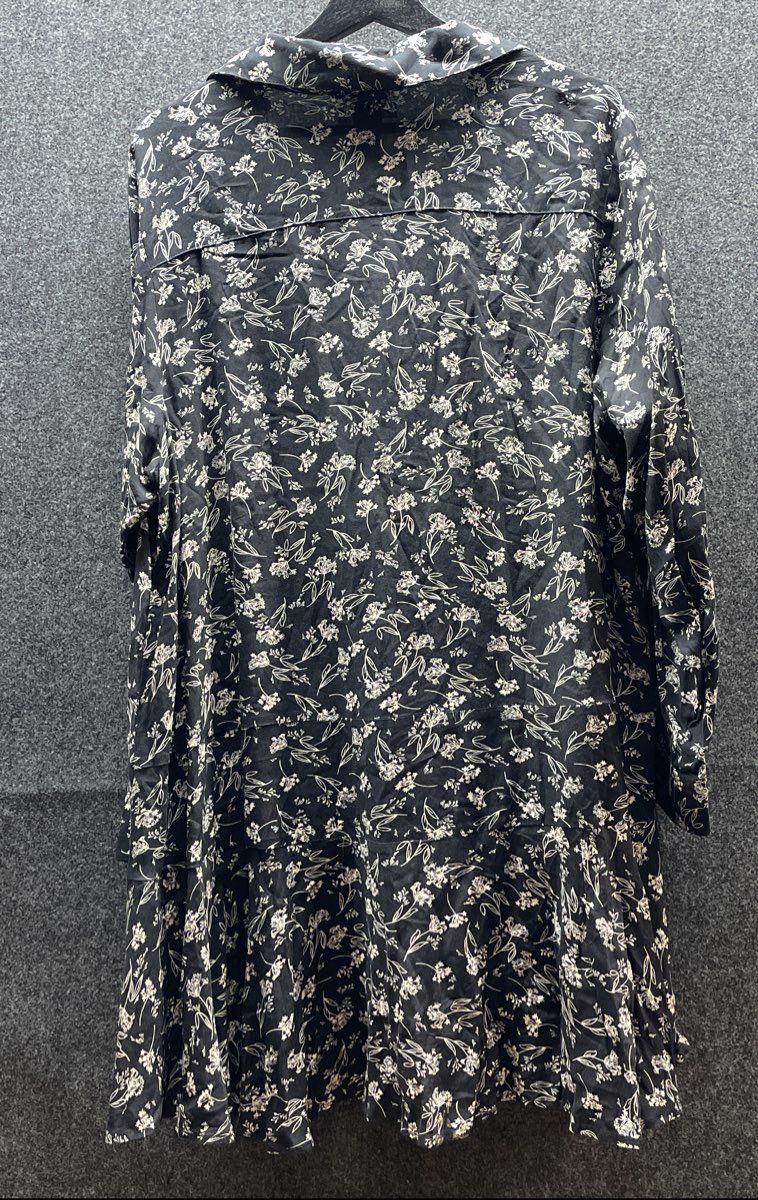 For the Republic Women's Black Dandelion Print Tiered Shirt Dress Size 1X NWT