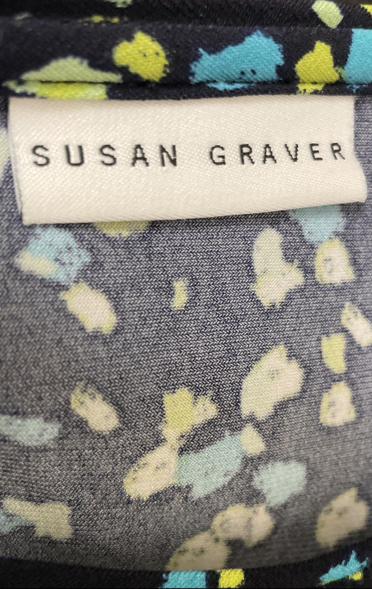 Susan Graver Women's Multi-Color Abstract Print 3/4 Sleeve Top Sz XL A390498