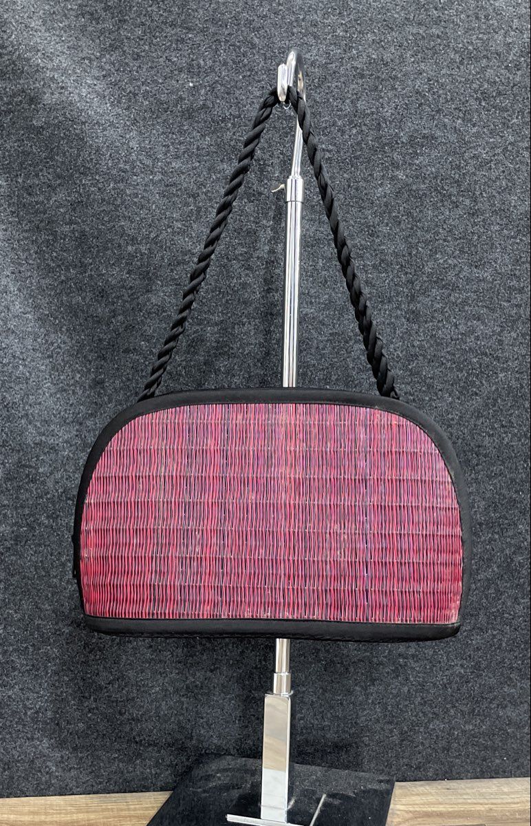 Baskets of Cambodia Red Black Woven Arch Top Handbag Shoulder Bag Artisan