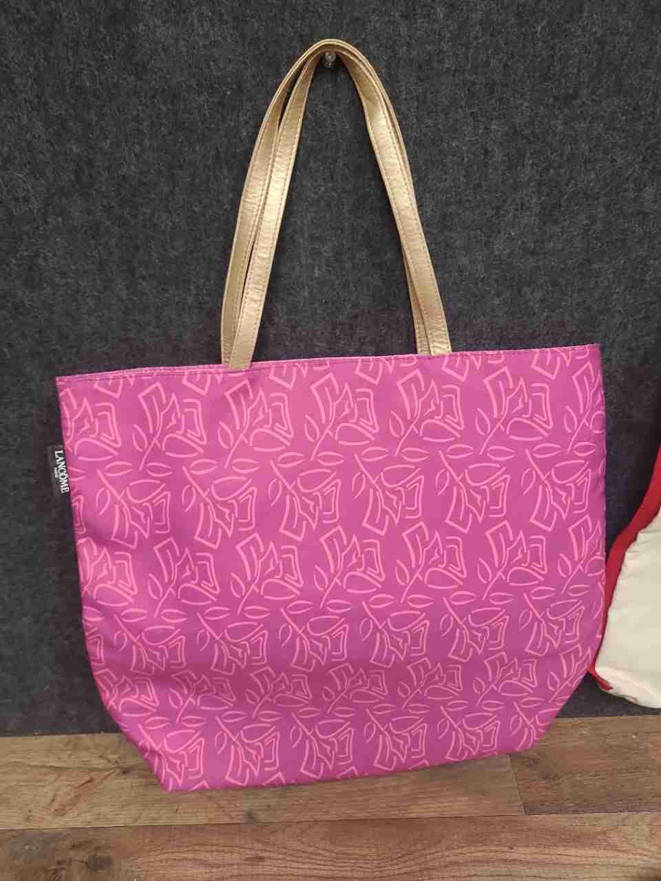 Lancome Tote Handbag Crossbody Pink Floral Lip Print Black Lot of 3
