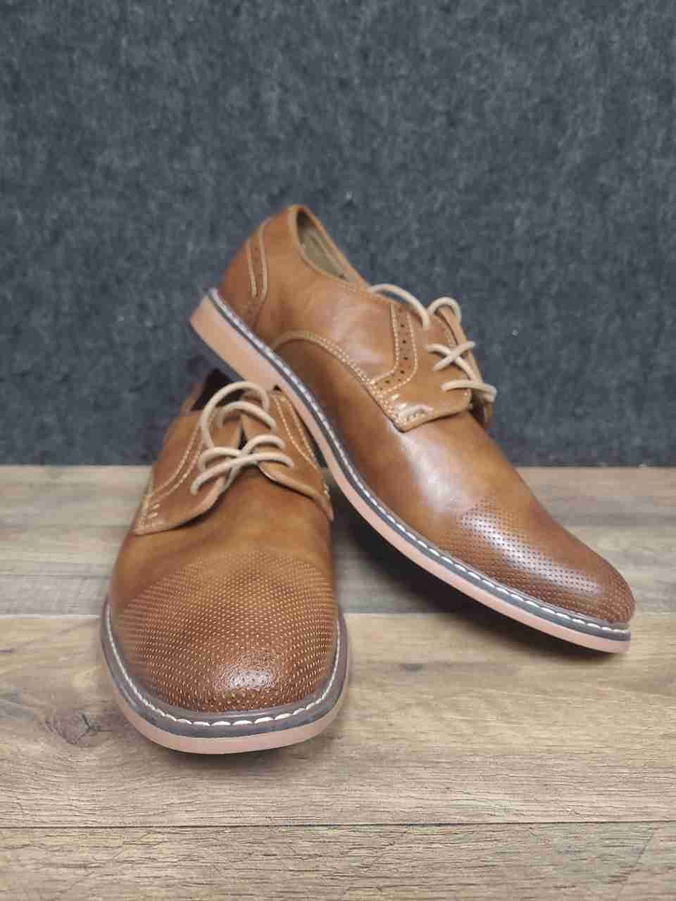 Madden Tan Perforated Toe Brogue Men's Derby Dress Shoes Size 8