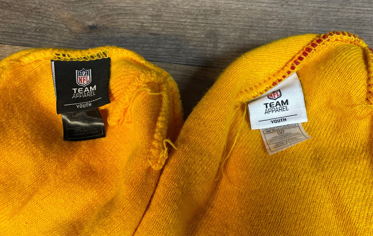 NFL Team Apparel Youth Kansas City Chiefs Beanies Lot 2 Red Yellow Knit Hats