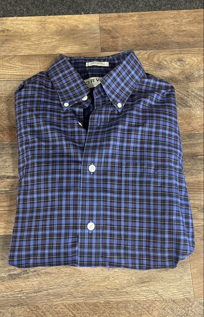 Vintage 90s Orvis Sporting Traditions Men's Blue Plaid Button Down Shirt Sz L
