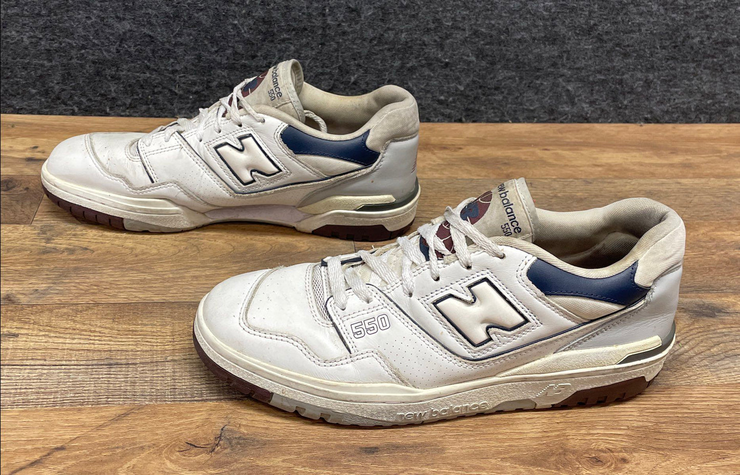 New Balance 550 White Navy Burgundy Basketball Sneakers Men's Size 10.5