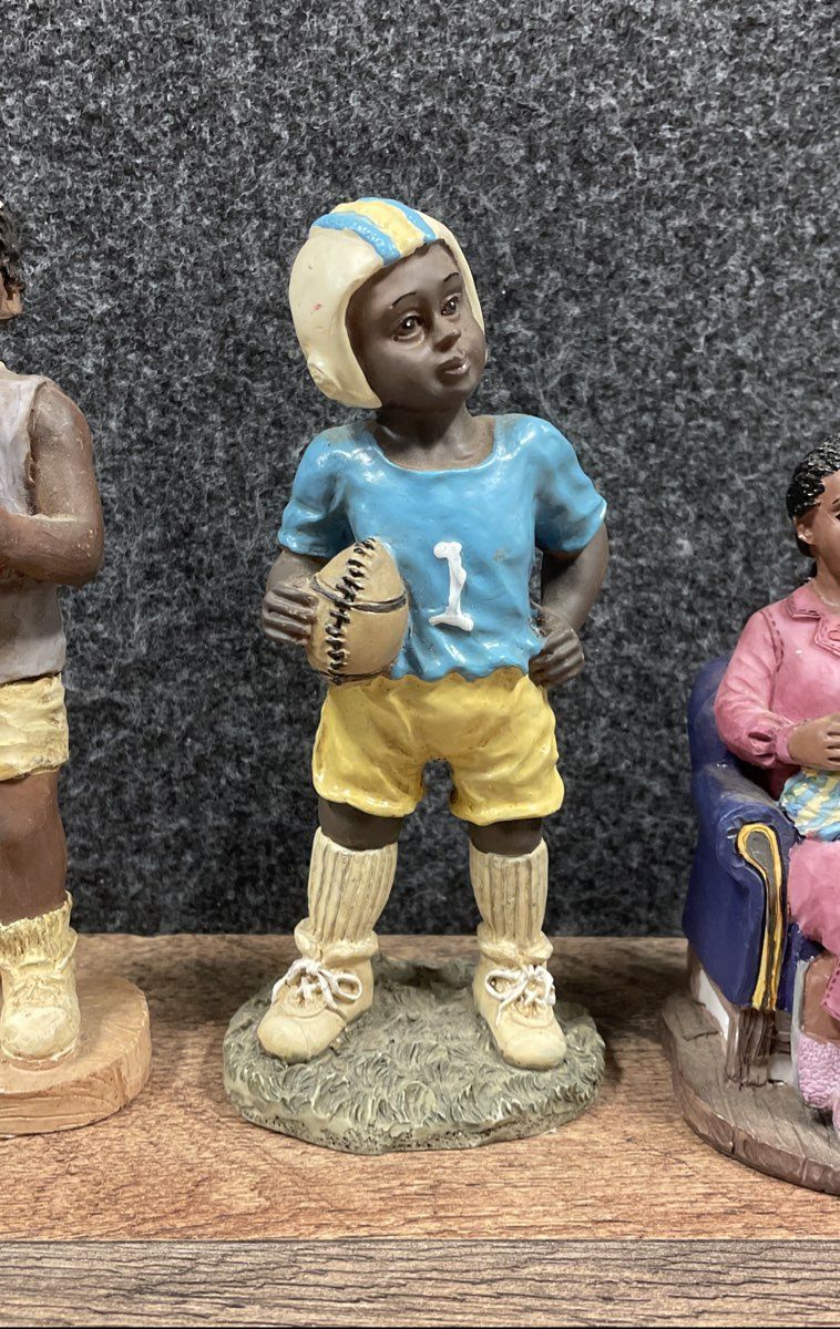 African American Figurine Lot of 4 Resin Collectible Hand Painted Statues