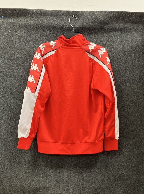 Kappa Men's Full Zip Track Jacket Red White Banda Omini Logo Tape Sleeves