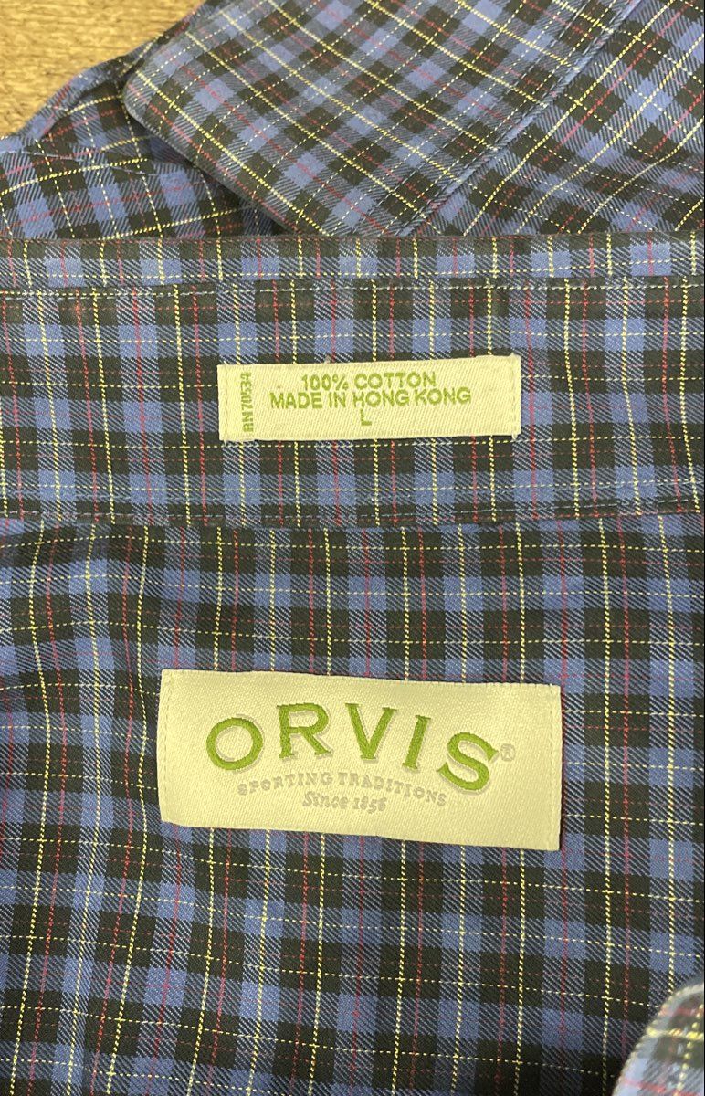 Vintage 90s Orvis Sporting Traditions Men's Blue Plaid Button Down Shirt Sz L