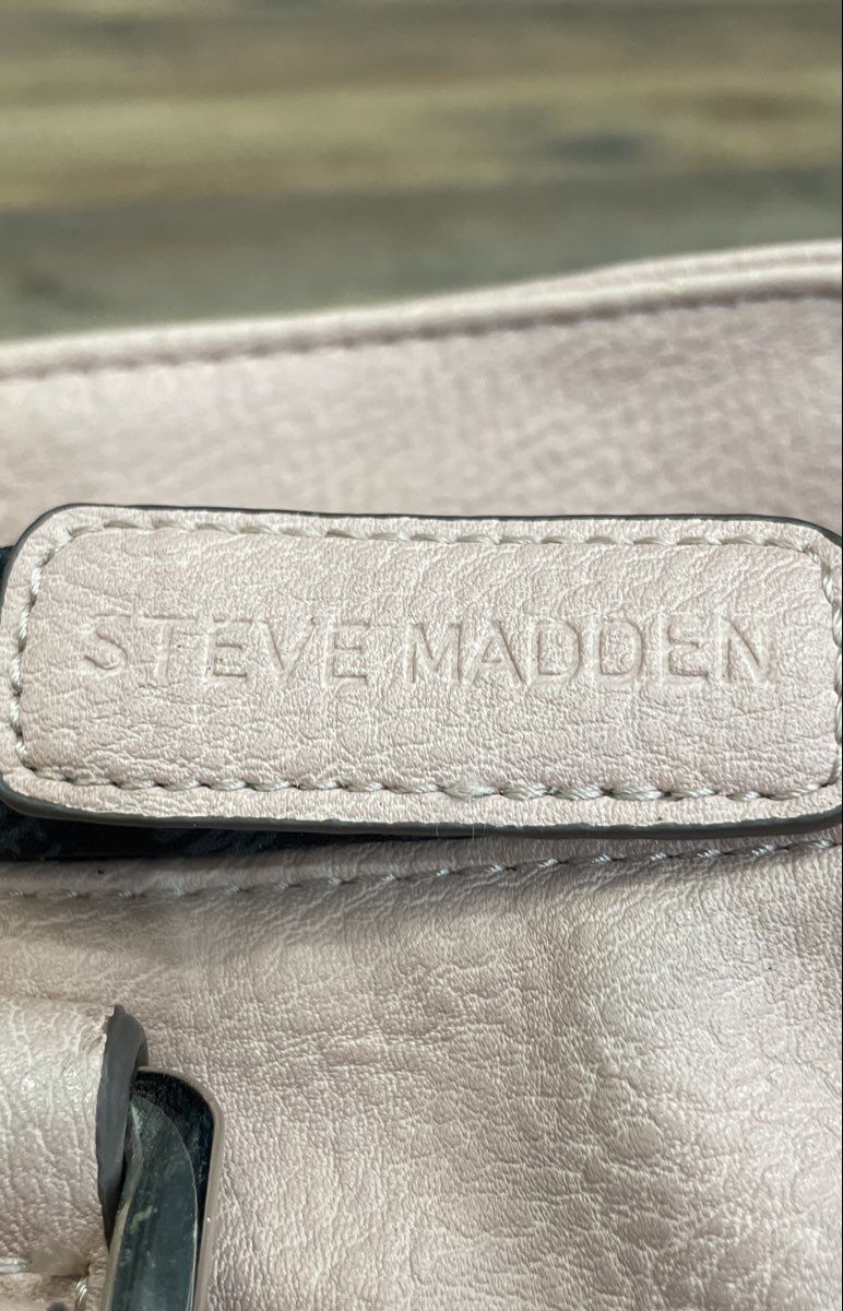 Steve Madden Pink Pebbled Leather Satchel Tote Handbag Silver Hardware