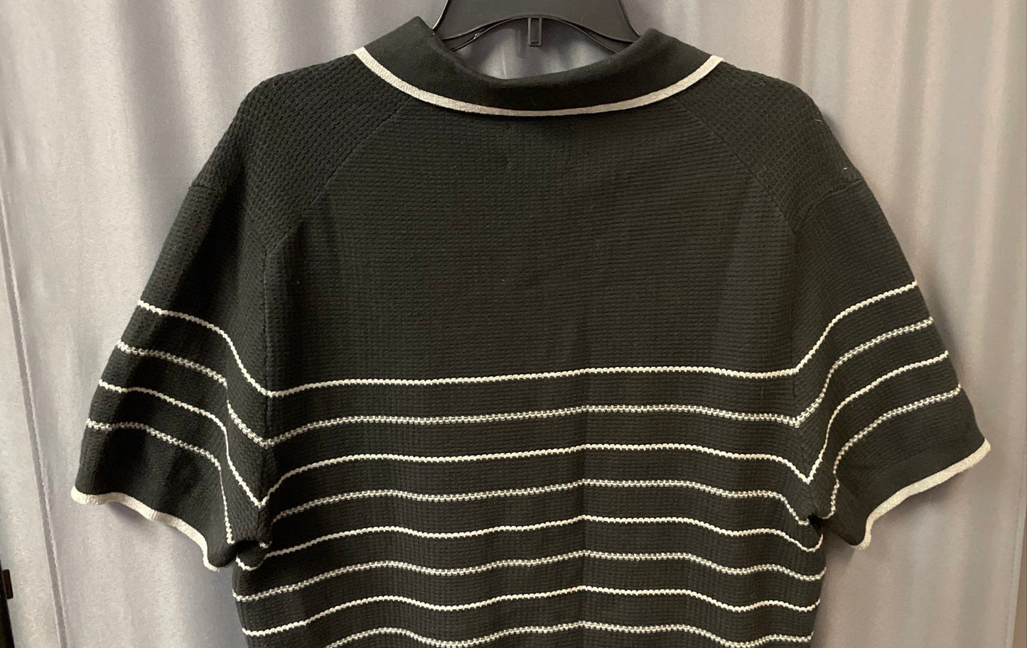 Ben Sherman Men's Black Gray Striped Short Sleeve Knit Polo Shirt Size M