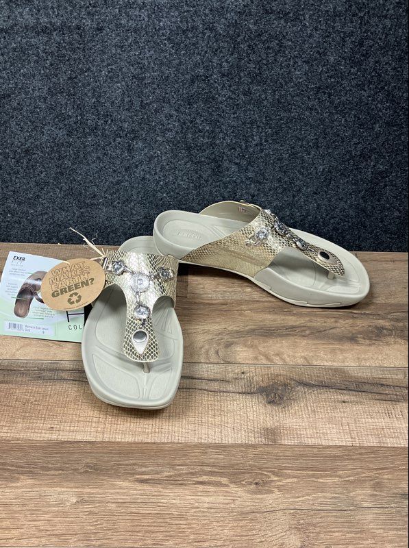 Earth Kalso Exer-Jewel Gold Snake Print Sandals Women's Size 9 NIB
