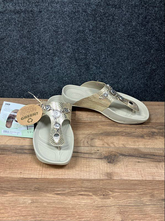 Earth Kalso Exer-Jewel Gold Snake Print Sandals Women's Size 9 NIB