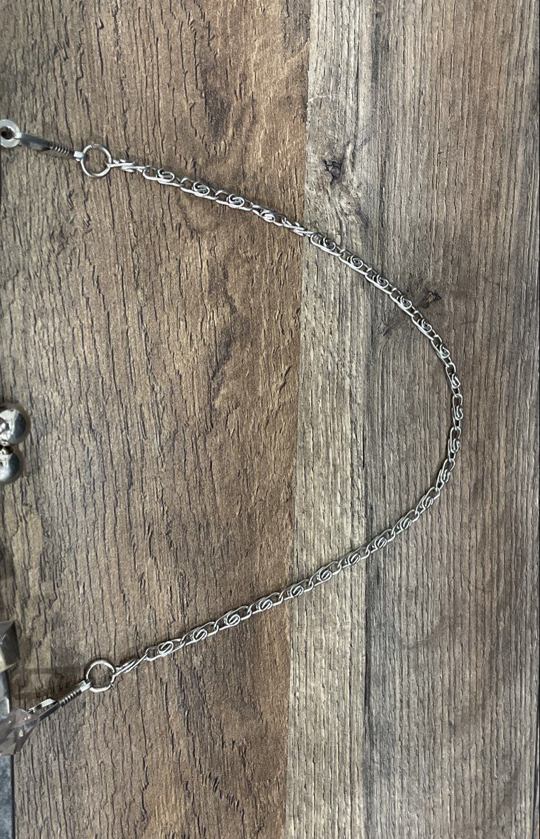 Silver Beaded Sequin Crystal Evening Bag Clutch Silver Tone Chain Strap