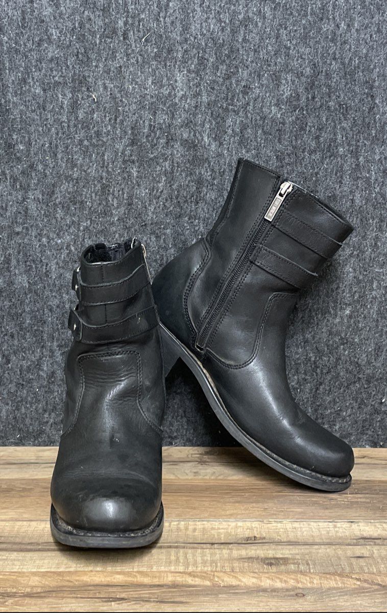 Harley-Davidson Lale Black Leather Side Zip Moto Boots Women's Size 8.5