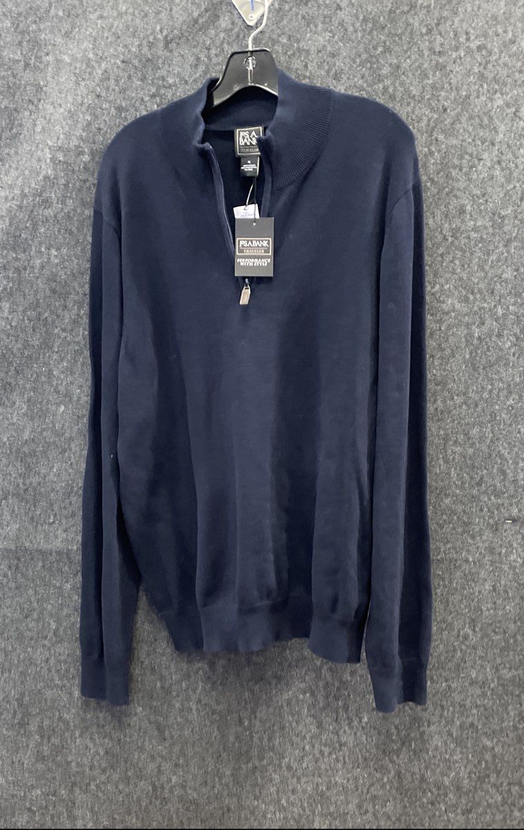 Jos A Bank Men's Navy Blue Trim Fit 1/4 Zip Pima Cotton Traveler Sweater XL NWT