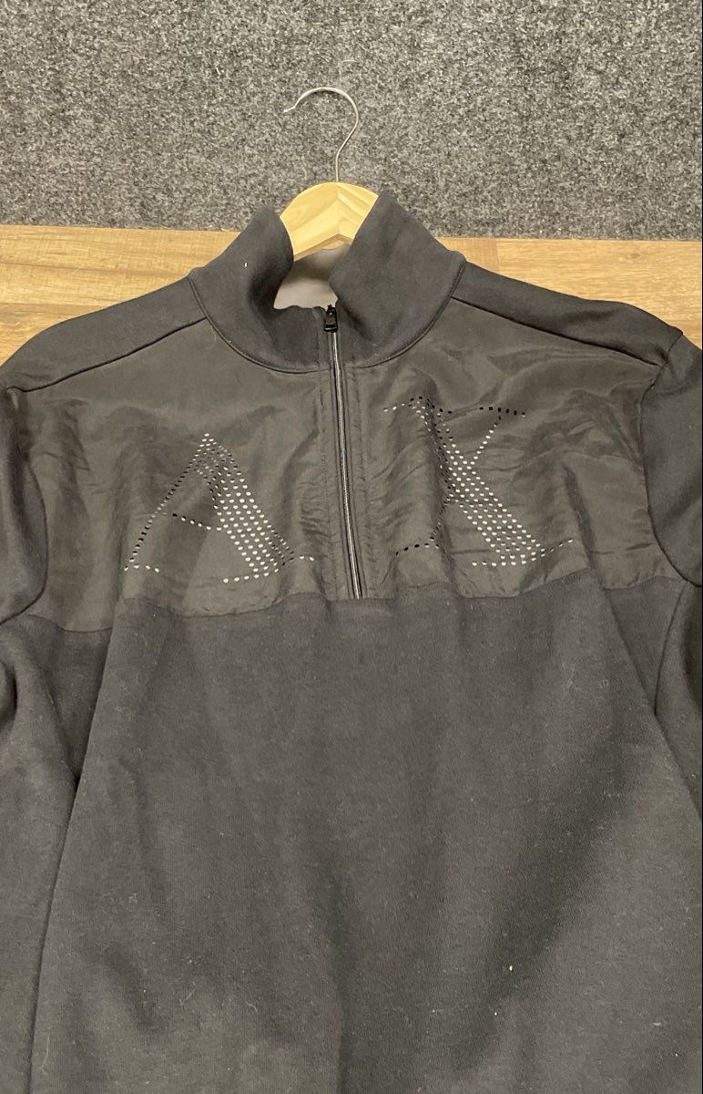 Armani Exchange Men's Black 1/4 Zip Perforated AX Logo Pullover Size M