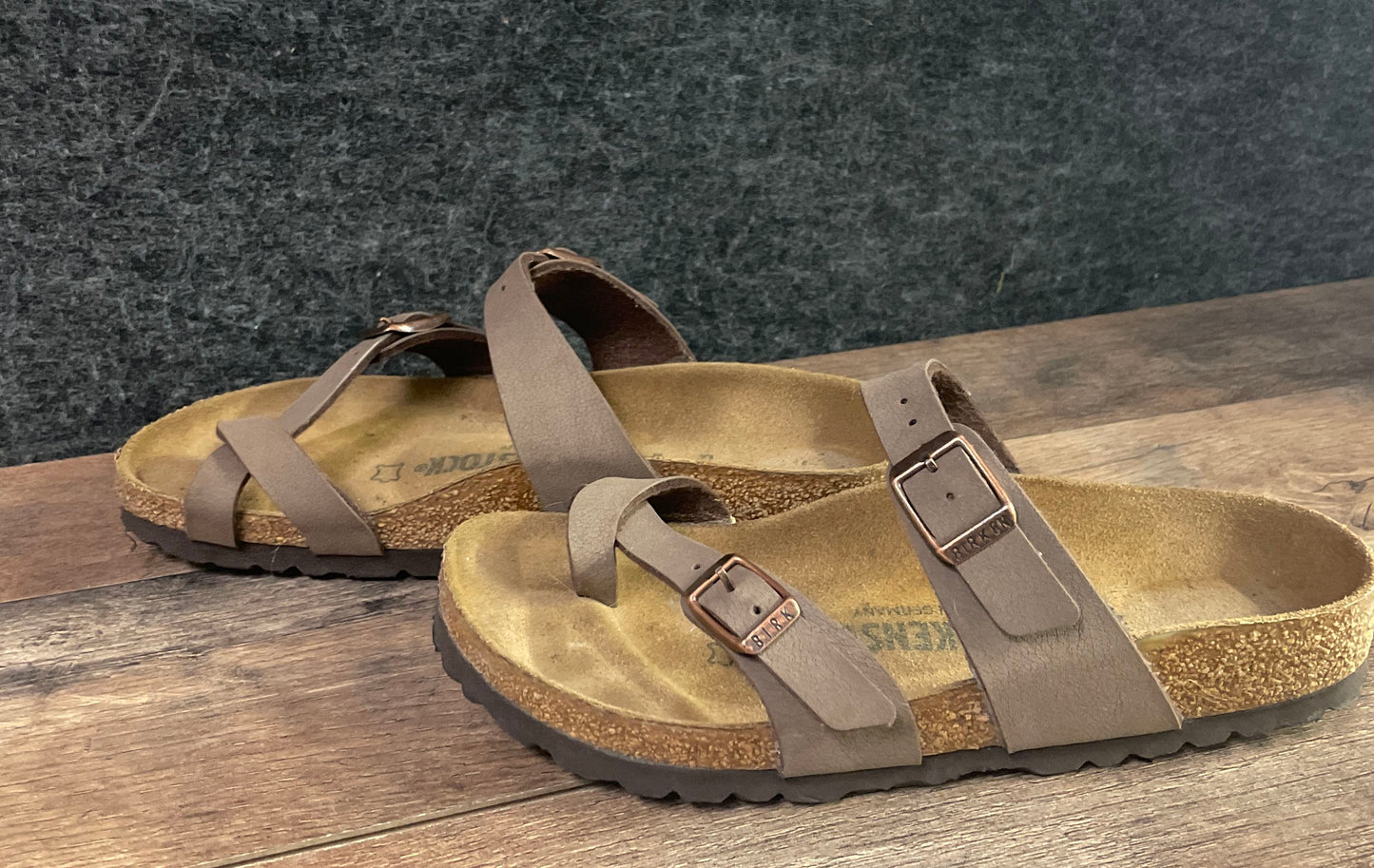 Birkenstock Mayari Mocca Brown Birko-Flor Toe Loop Sandals Size 35