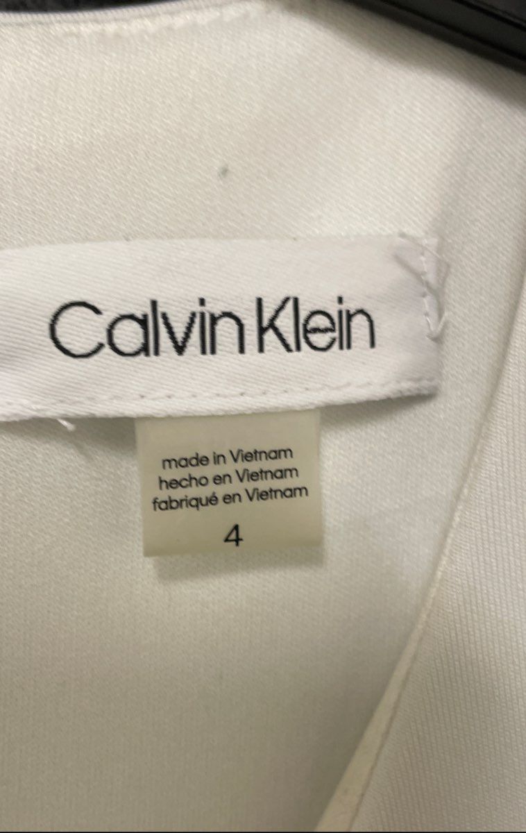 Calvin Klein Women's Color-Block Sheath Dress White Blue Black Sleeveless Sz 4
