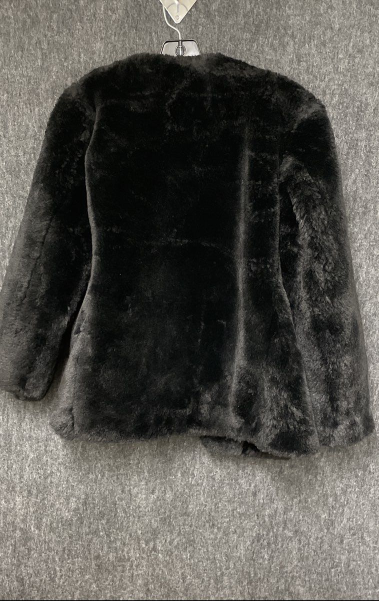 Gap Women's Black Faux Fur Collarless Jacket Sz XS