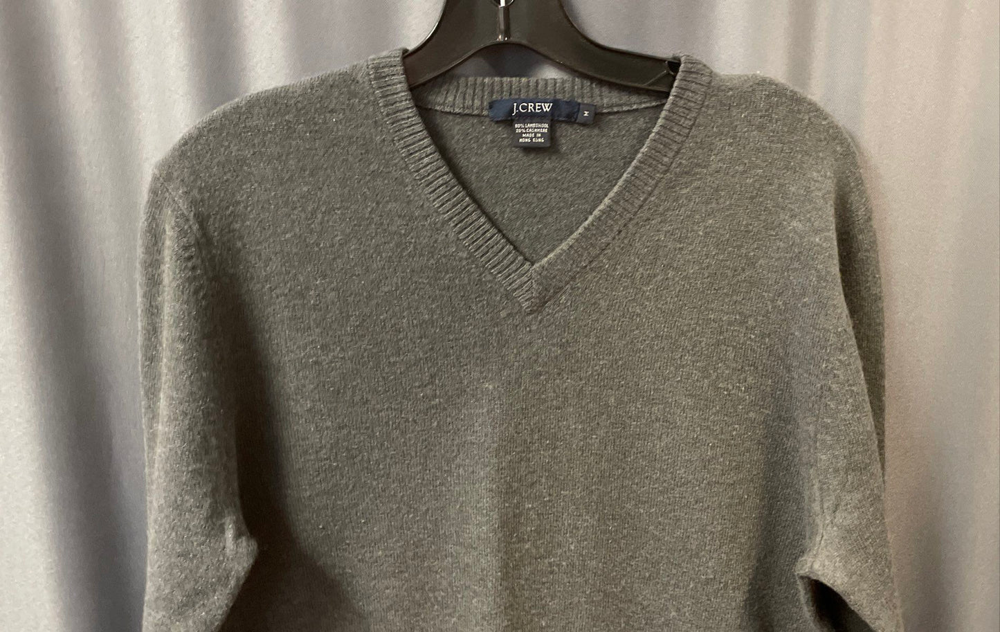 Vintage Y2K J. Crew Men's Gray Lambswool Cashmere V-Neck Sweater Sz M