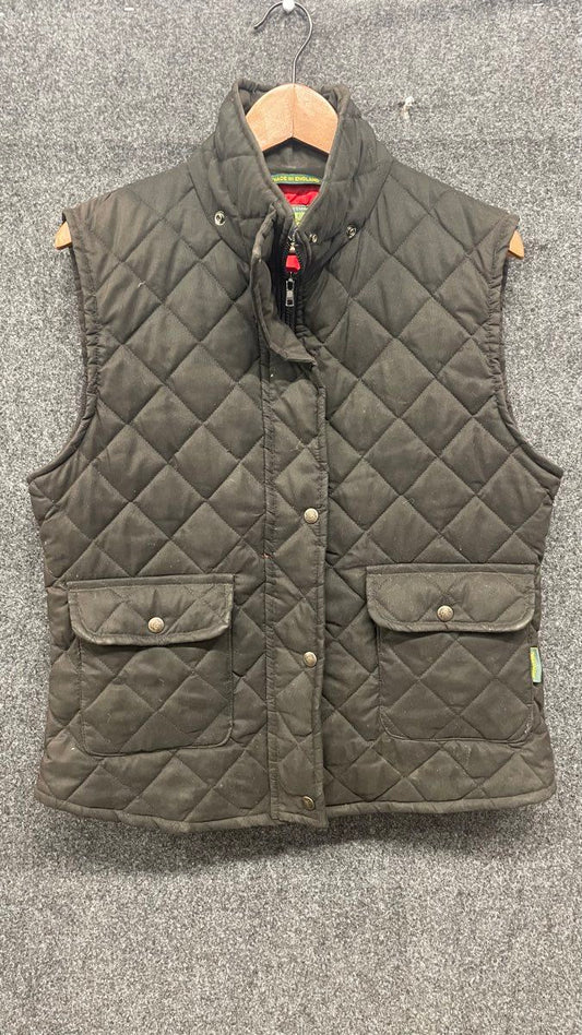 Vintage Hunter-Outdoor Women's Black Diamond Quilted Vest Gilet England Sz 14 L