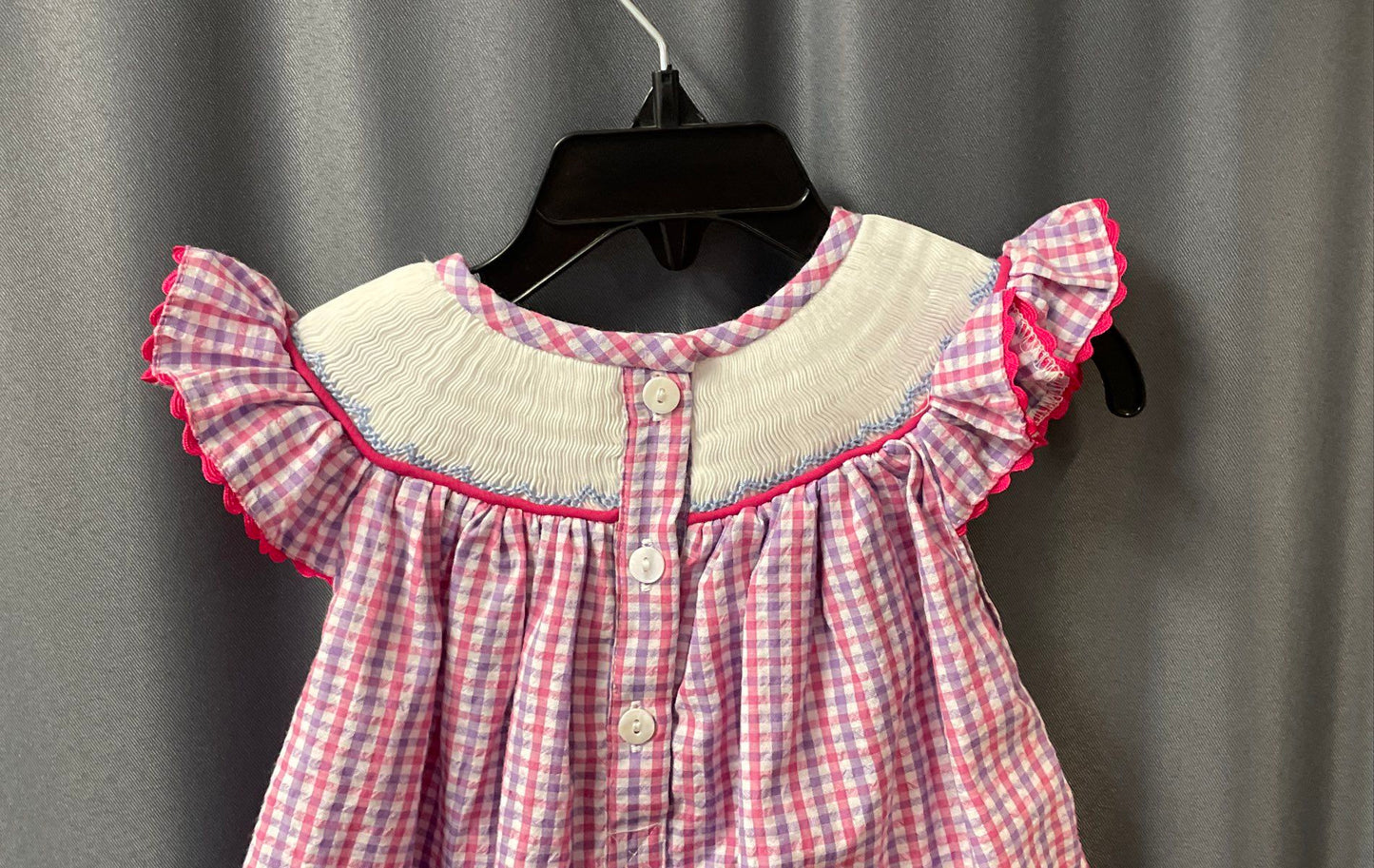 Babeeni Baby Girls Pink Purple Gingham Smocked Sailboat Dress NWT 6M