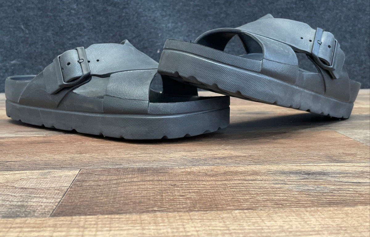 Unbranded Black Double Strap Buckle EVA Foam Slide Sandals Women's Size 10