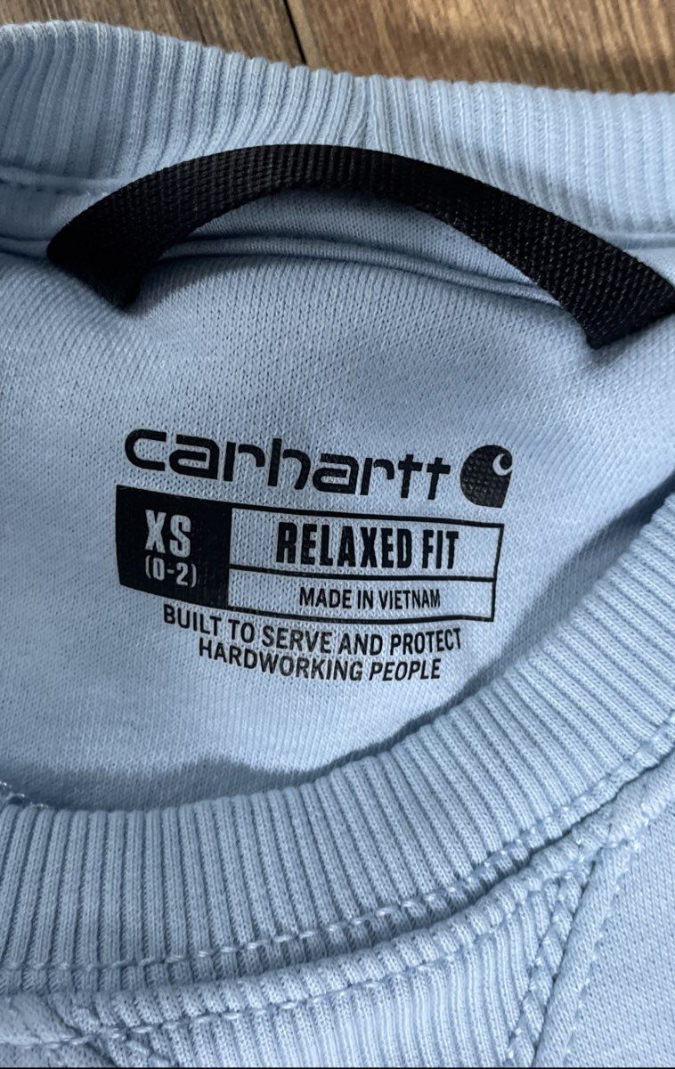 Carhartt Women's Light Blue Clarksburg Graphic Sleeve Sweatshirt TS4410-W Sz XS