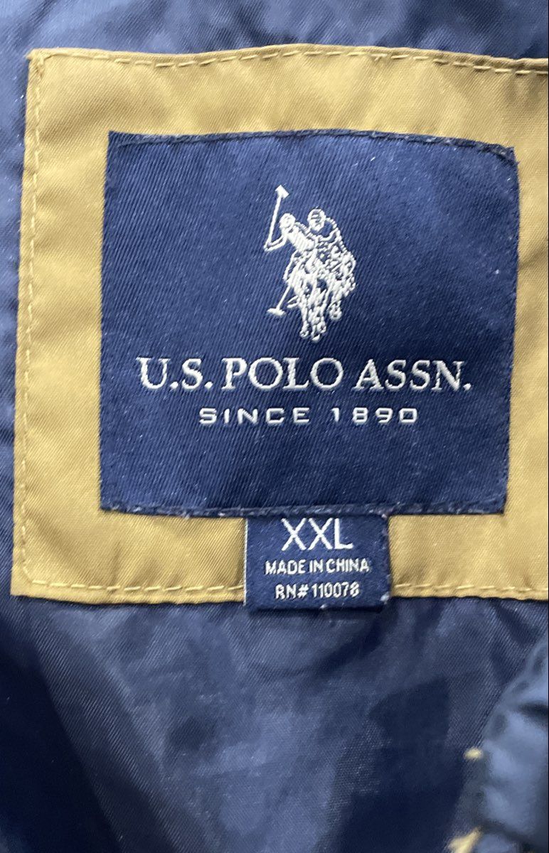 U.S. Polo Assn. Men's Brown Navy Blue Colorblock Quilted Puffer Vest Sz XXL