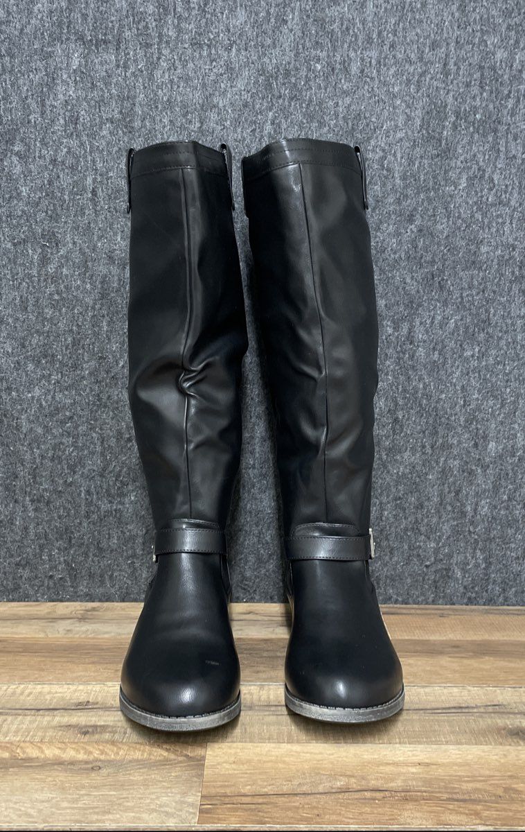 Justfab Cedar Black Tall Flat Riding Boots Full Back Zip Size 10