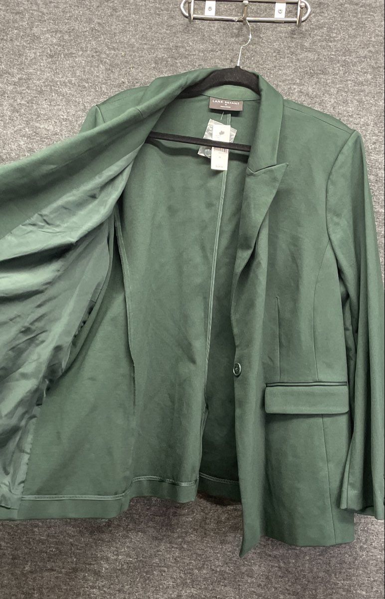 Lane Bryant Women's Dark Green One-Button Blazer Jacket Sz 24 NWT