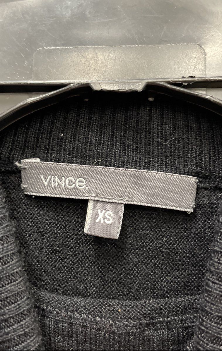 Vince Women's Turtleneck Sweater Black Silk Cashmere Ribbed Sz XS