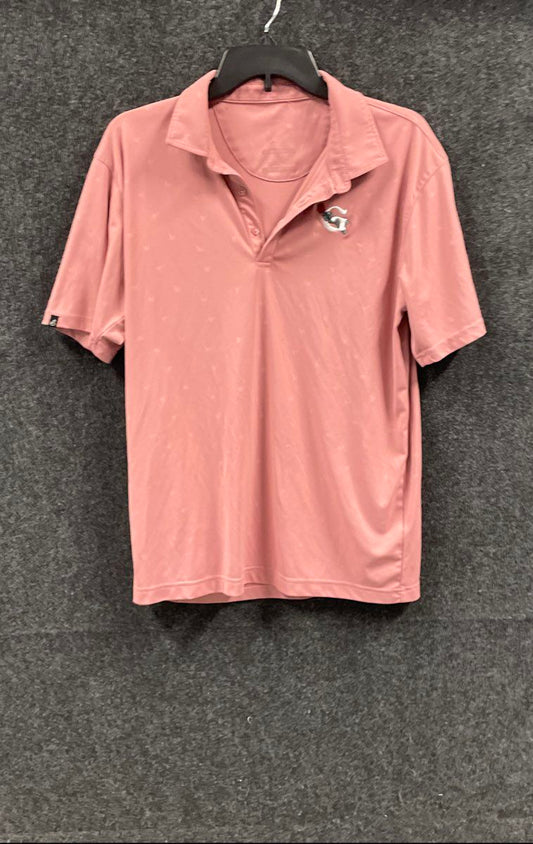 Swannies Men's Salmon Pink Tonal Swan Print Golf Polo Shirt Sz M