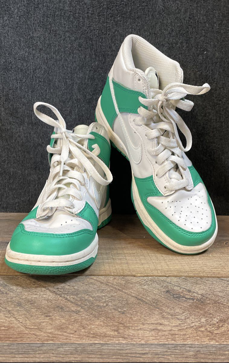 Nike Dunk High GS White Chlorophyll Green Sneakers Size 4Y