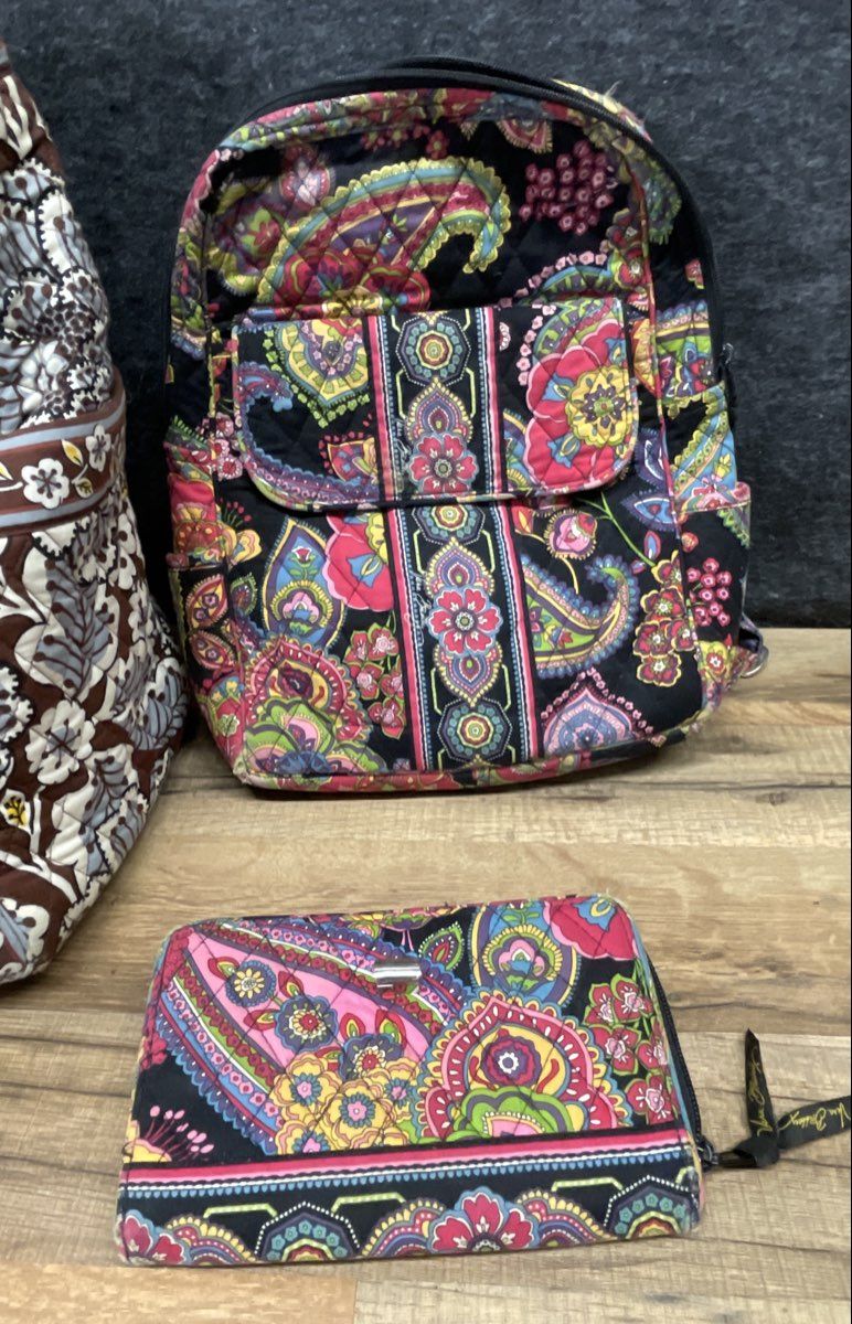 Vera Bradley Quilted Cotton Tote Bag Mini Backpack Wallet Lot of 3