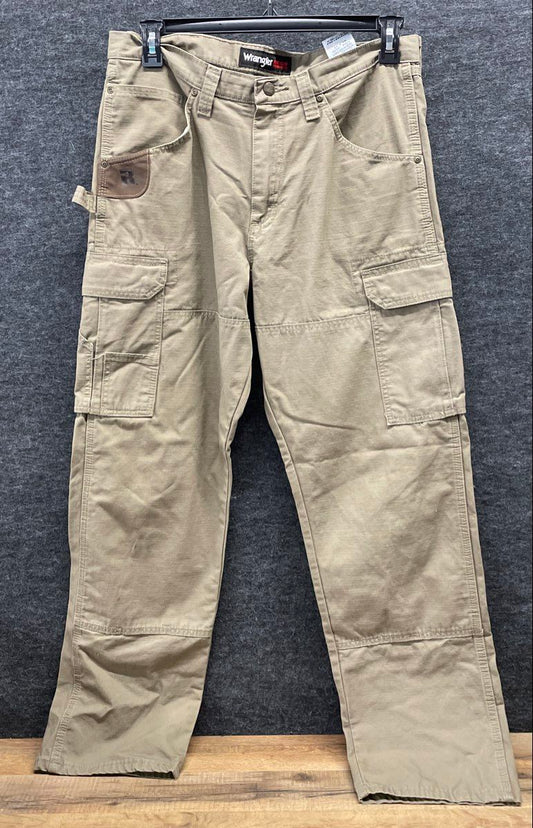 Wrangler Men's RIGGS Workwear Cargo Pants Khaki Ripstop Cotton Sz 34x32